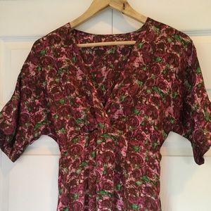 Long print dress with short sleeves